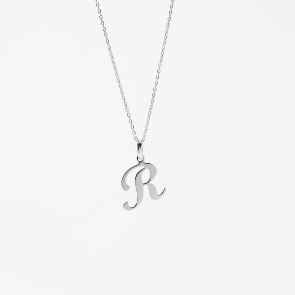 R CURSIVE SILVER NECKLACE