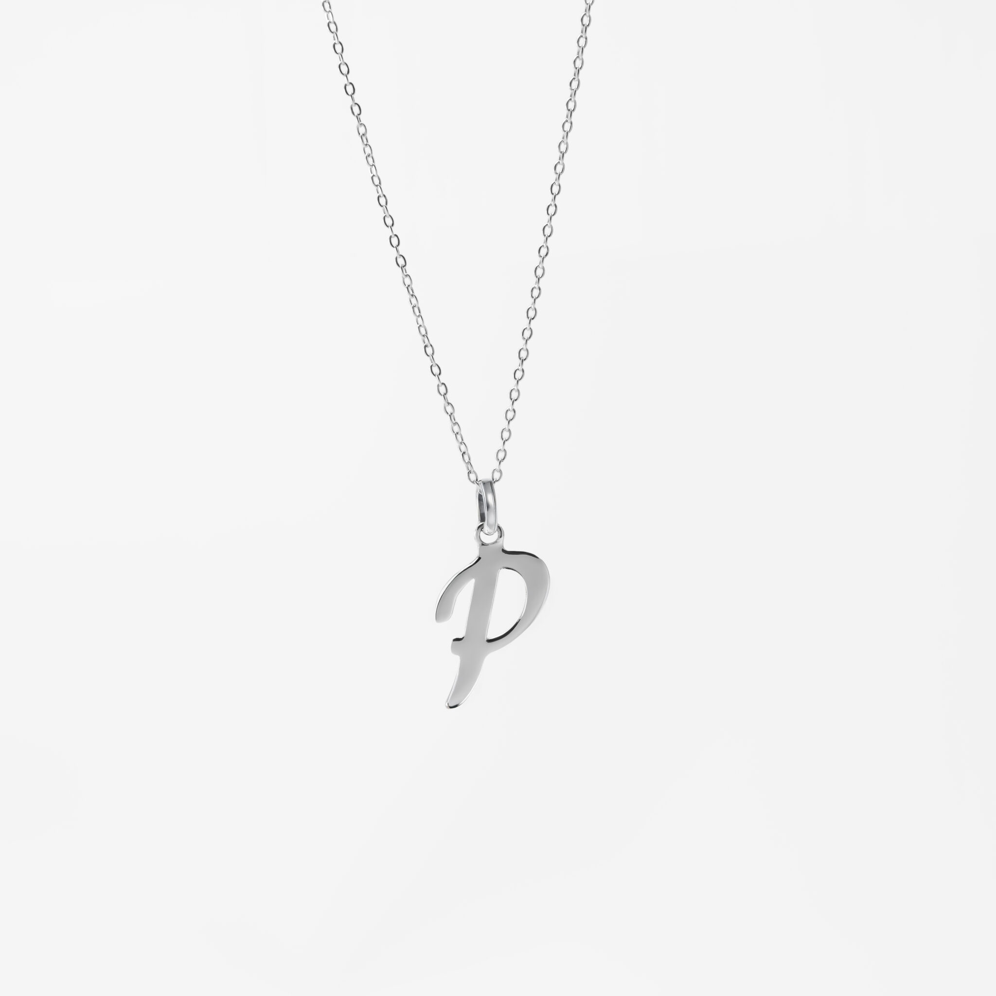 P CURSIVE SILVER NECKLACE