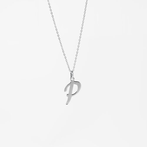 P CURSIVE SILVER NECKLACE