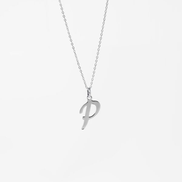 P CURSIVE SILVER NECKLACE